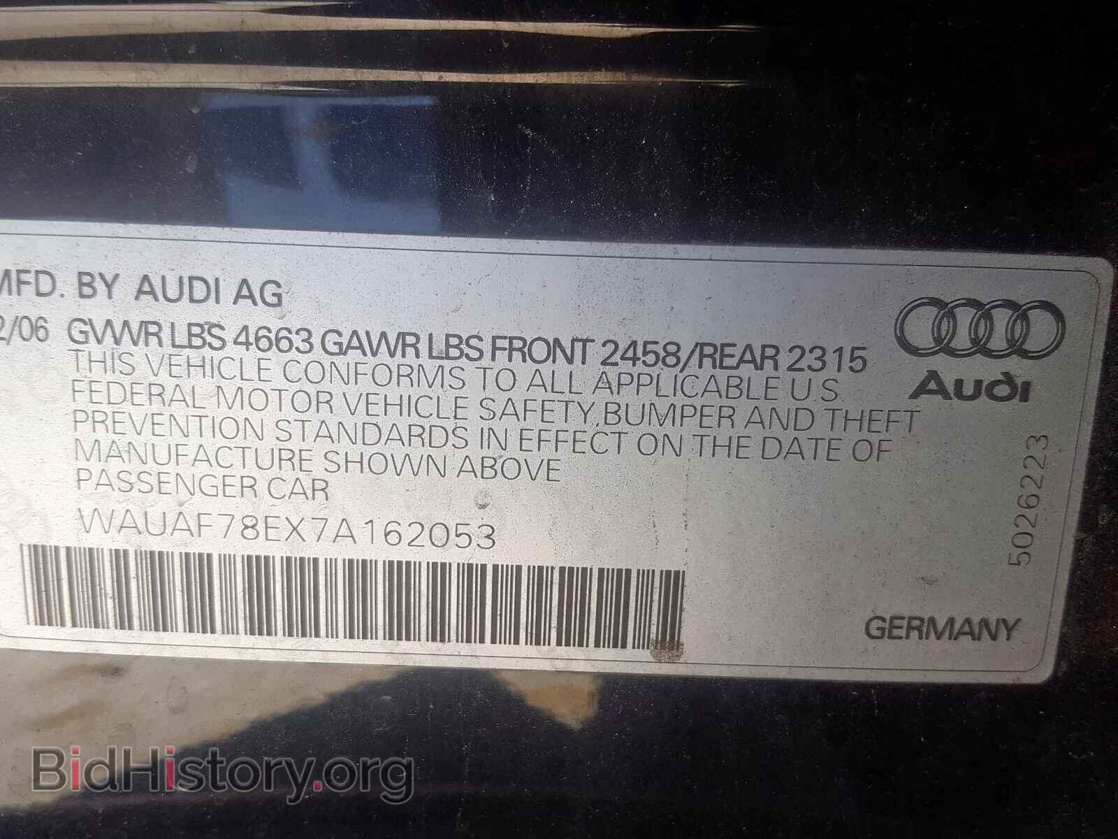 2007 AUDI A4 - VIN: WAUAF78EX7A162053 - Фото 10