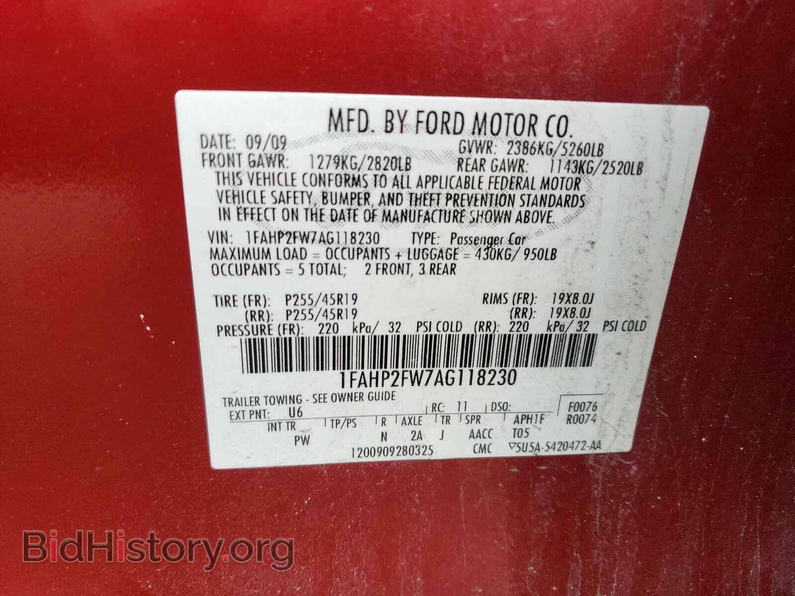 2010 FORD TAURUS - VIN: 1FAHP2FW7AG118230 - Photo 10