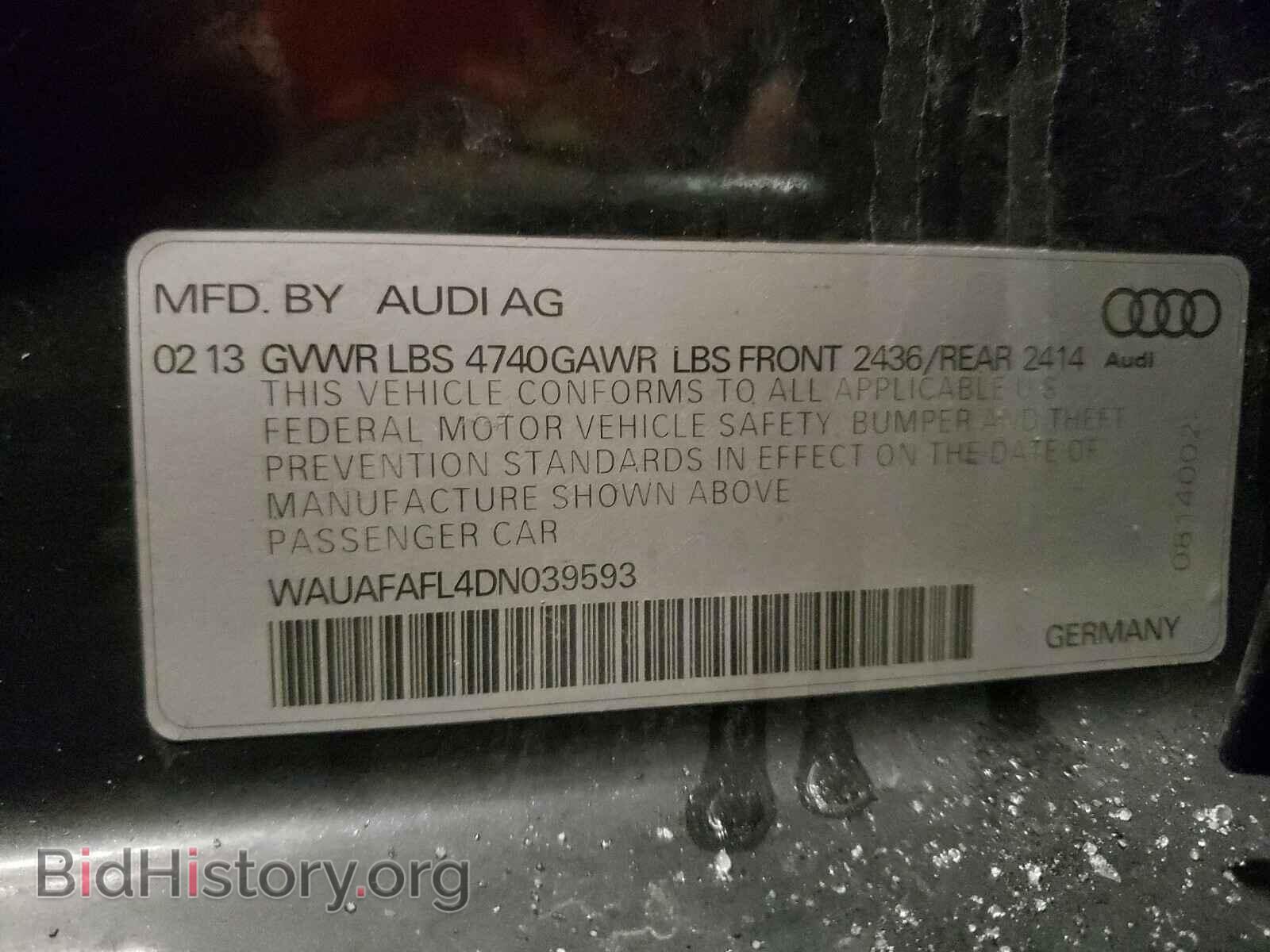 2013 AUDI A4 - VIN: WAUAFAFL4DN039593 - Фото 10