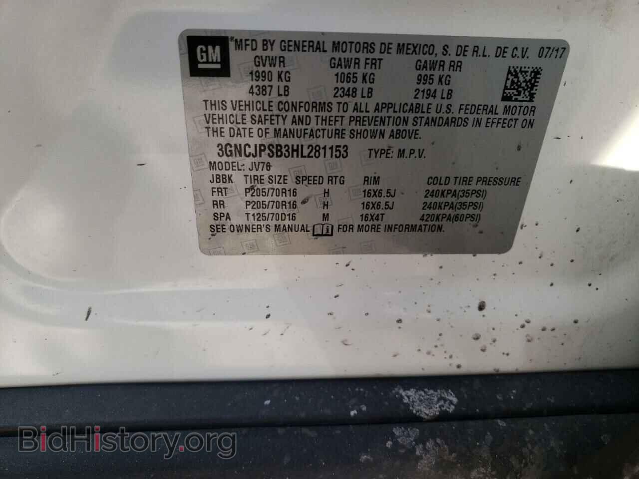 2017 CHEVROLET TRAX - VIN: 3GNCJPSB3HL281153 - Photo 10