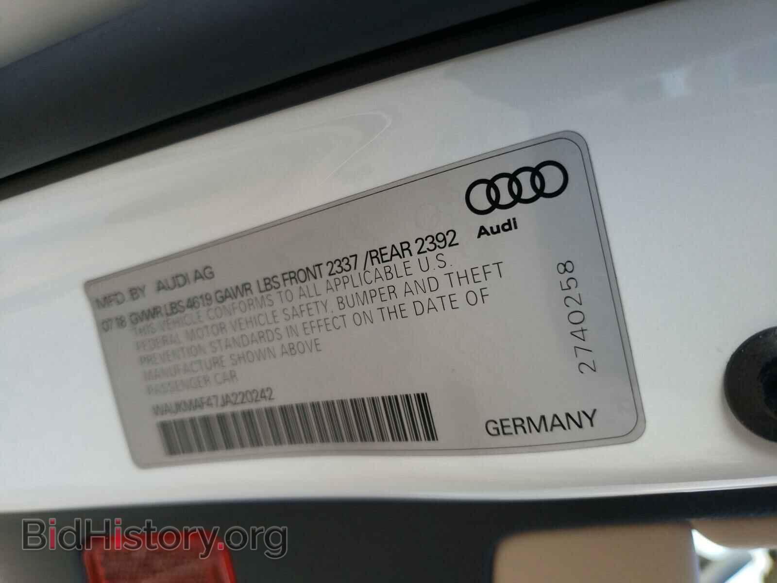 2018 AUDI A4 - VIN: WAUKMAF47JA220242 - Фото 10