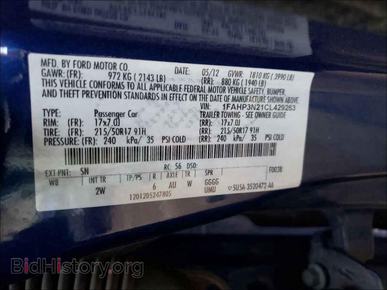 2012 FORD FOCUS - VIN: 1FAHP3N21CL429263 - Фото 10
