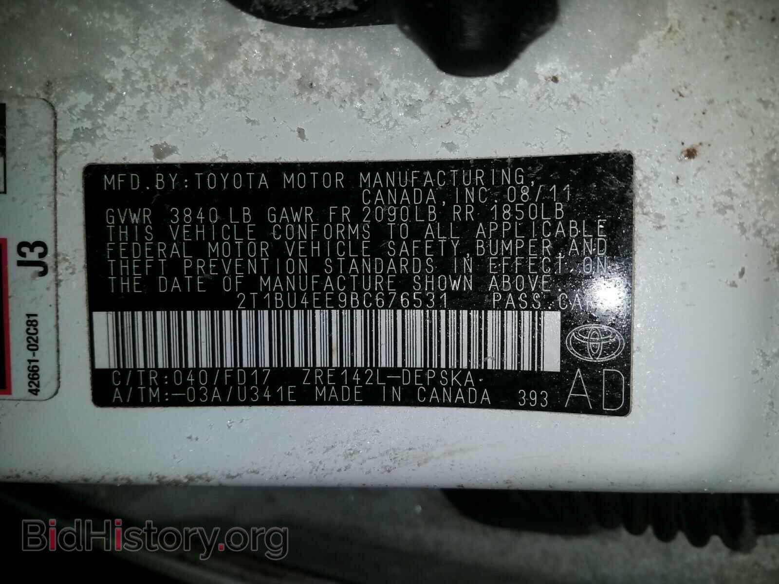 2011 TOYOTA COROLLA - VIN: 2T1BU4EE9BC676531 - Фото 10