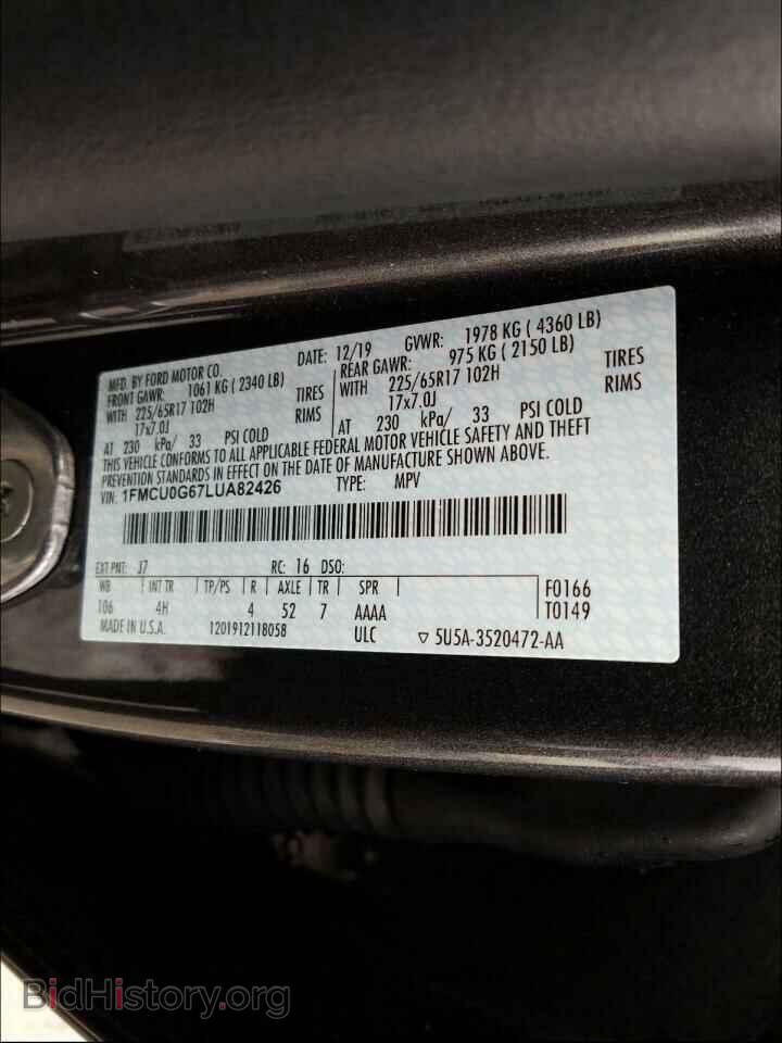 2020 FORD ESCAPE - VIN: 1FMCU0G67LUA82426 - Photo 10