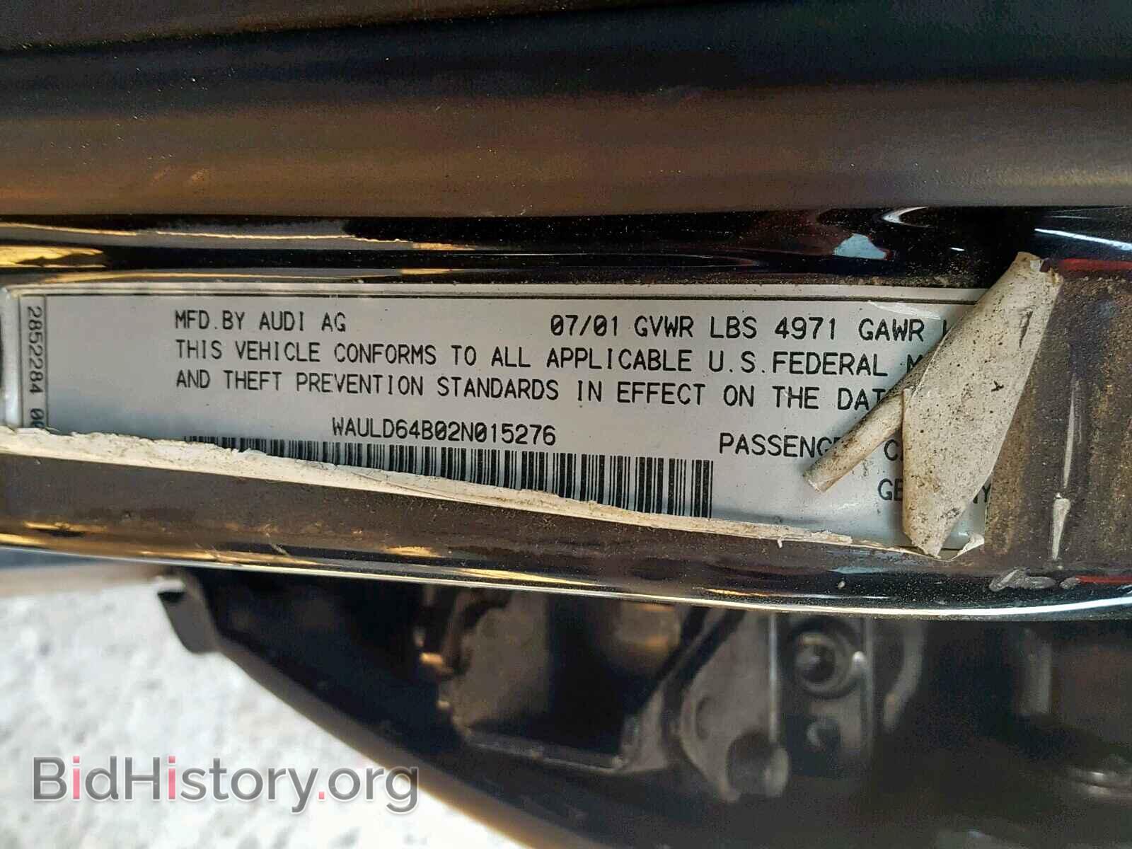 2002 AUDI A6 - VIN: WAULD64B02N015276 - Фото 10