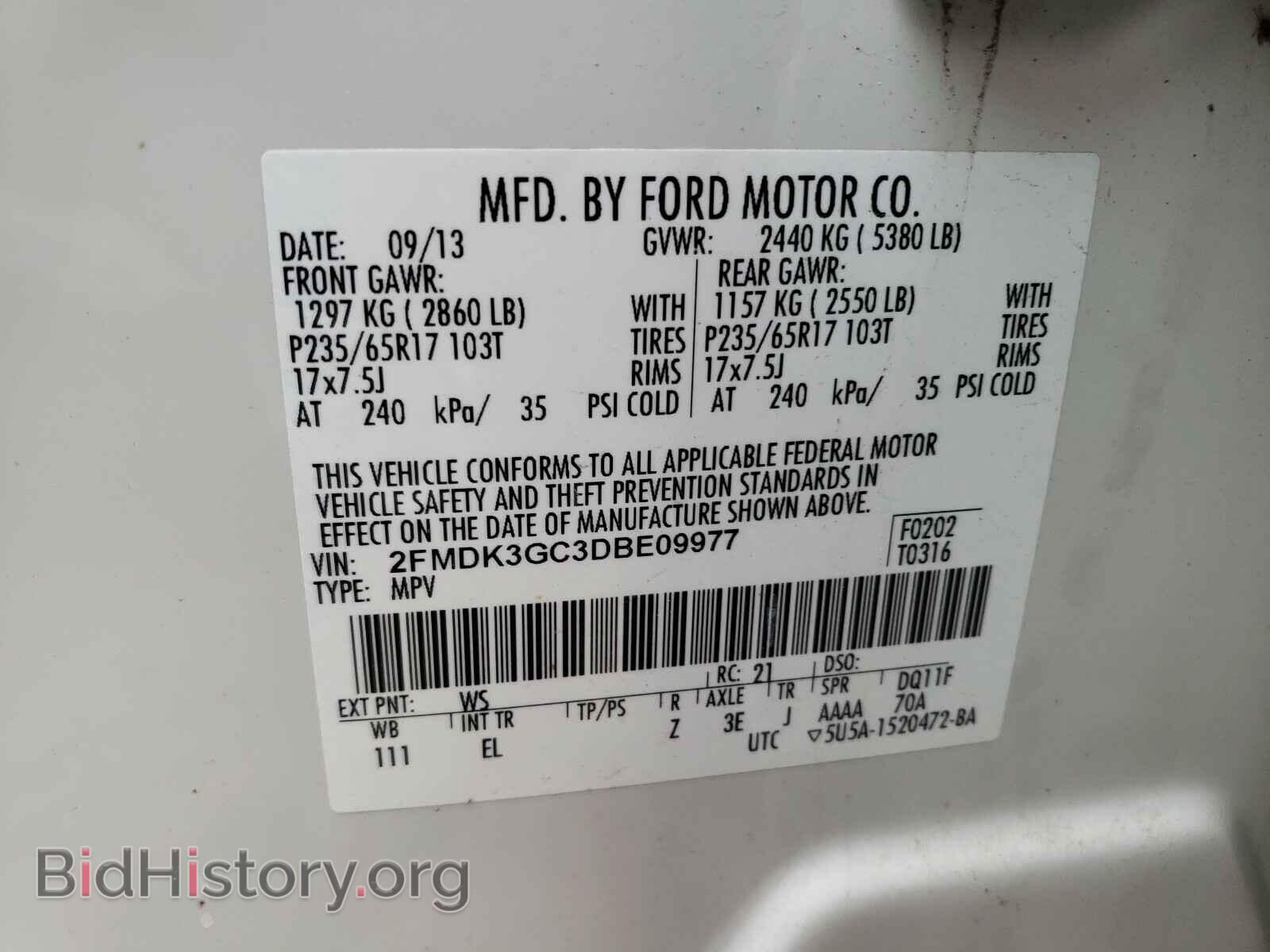 2013 FORD EDGE - VIN: 2FMDK3GC3DBE09977 - Photo 10