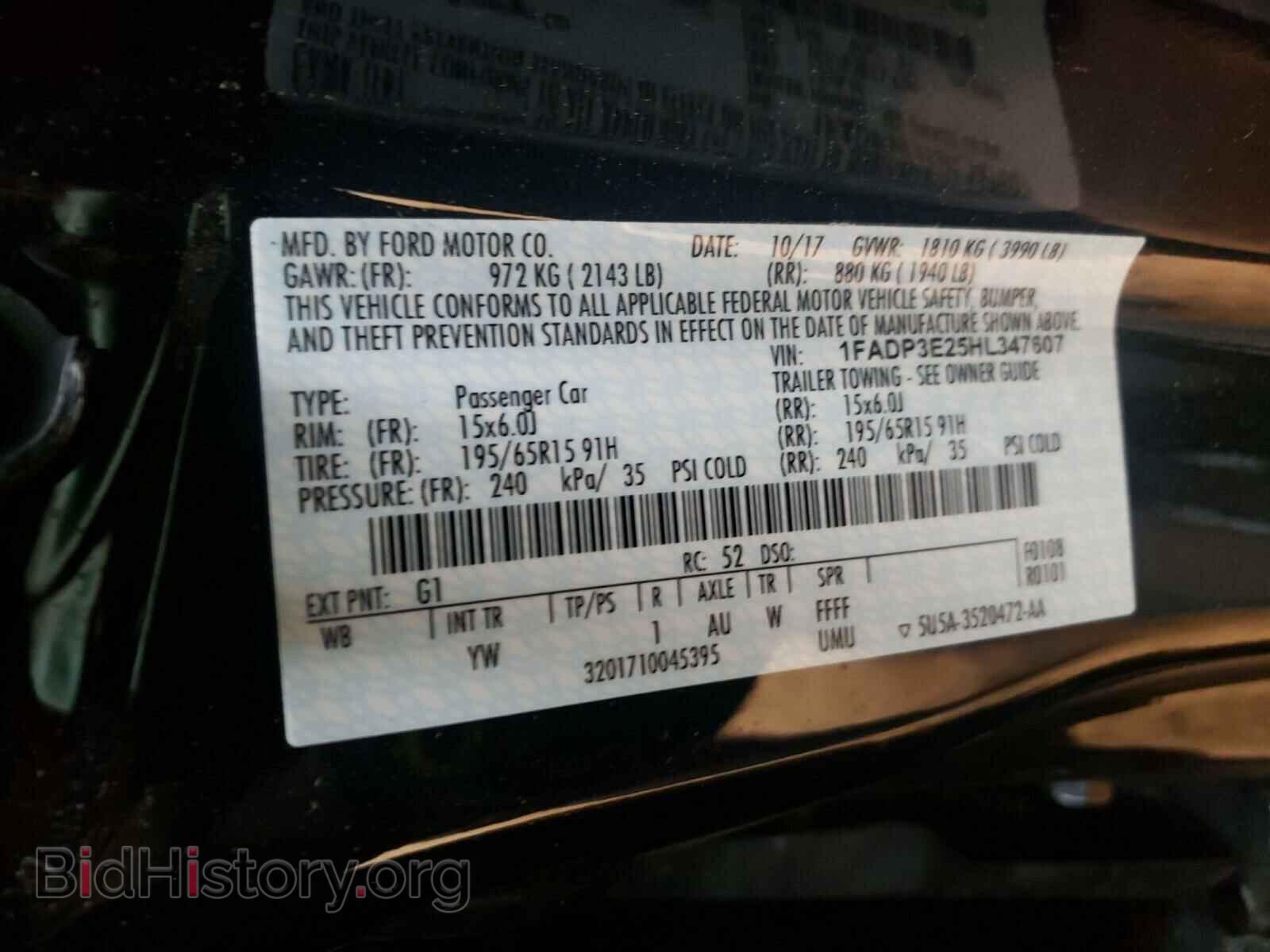 2017 FORD FOCUS - VIN: 1FADP3E25HL347607 - Фото 10