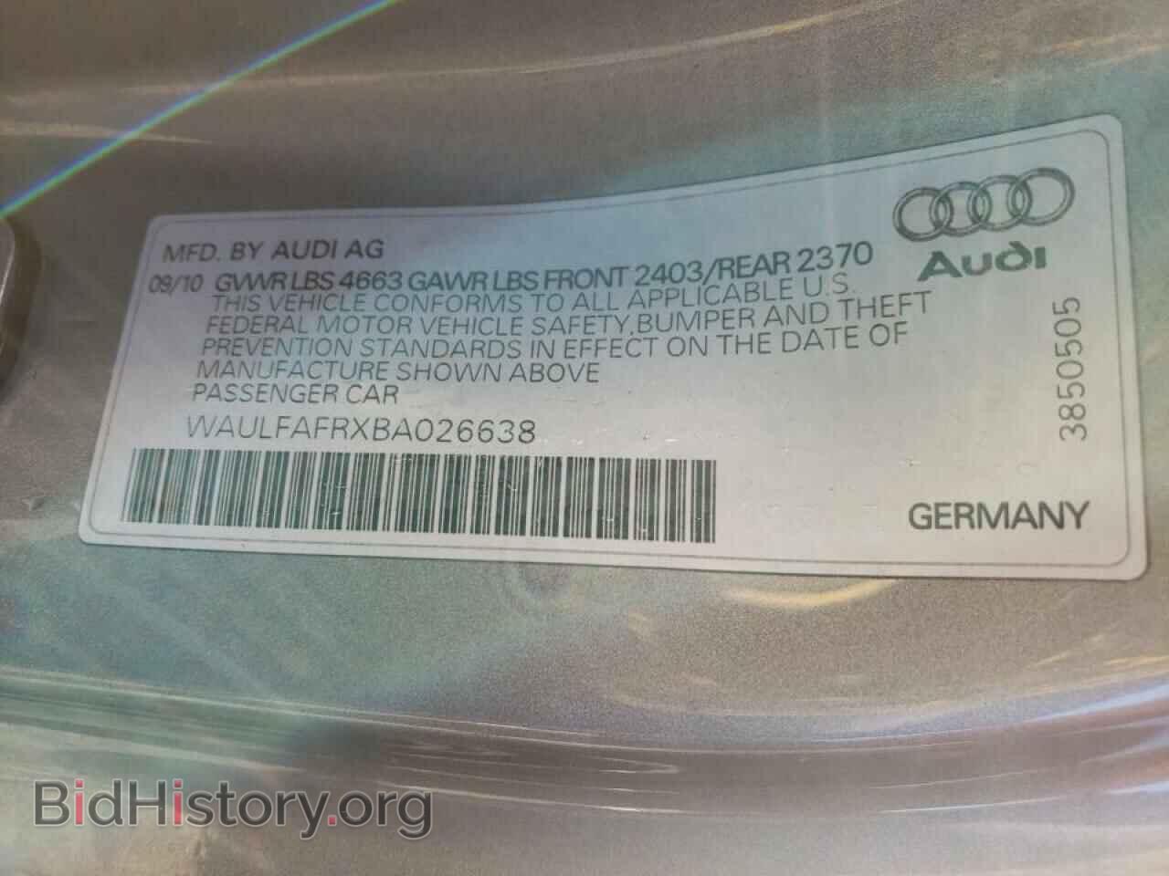 2011 AUDI A5 - VIN: WAULFAFRXBA026638 - Фото 10