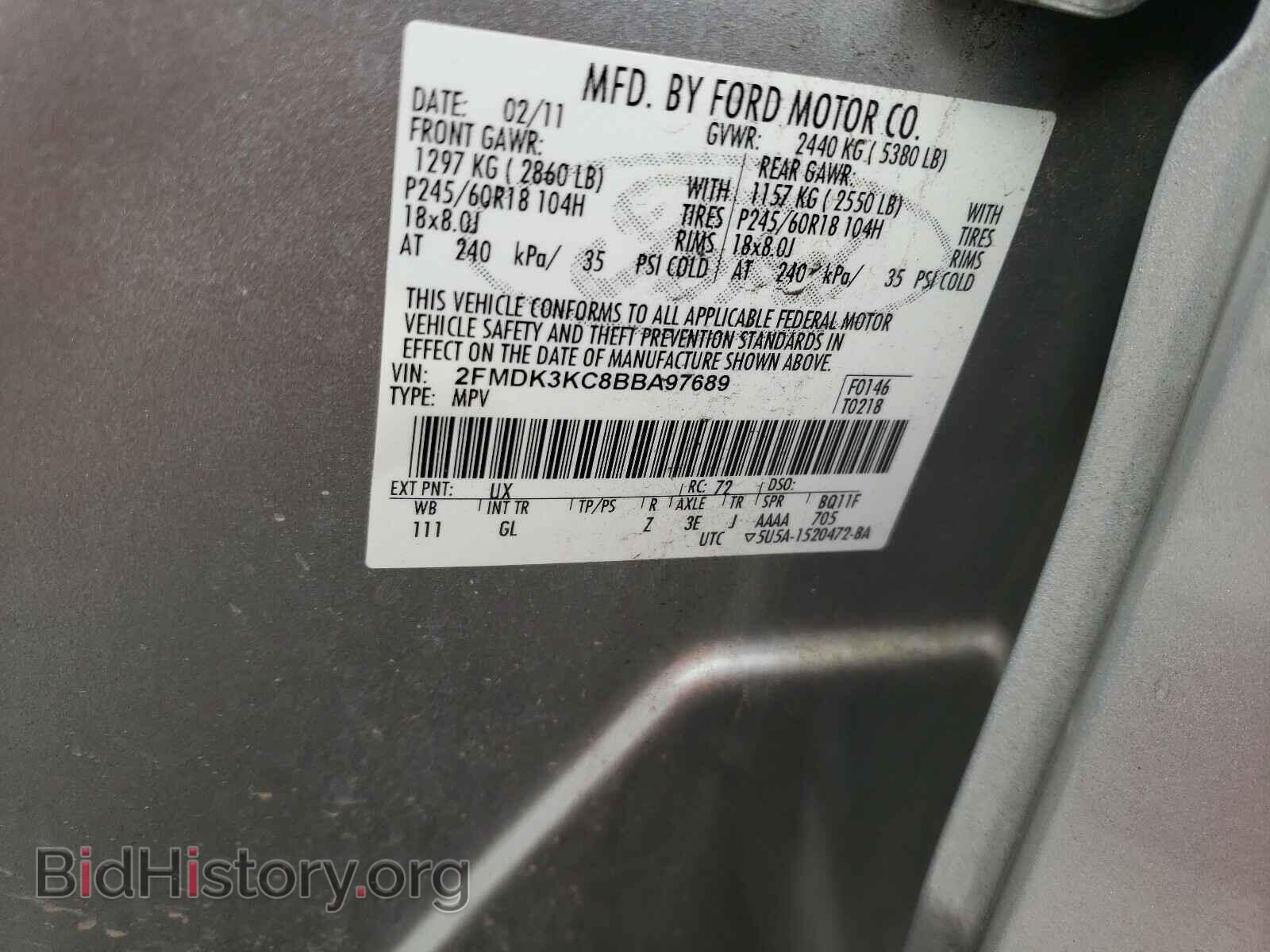 2011 FORD EDGE - VIN: 2FMDK3KC8BBA97689 - Фото 10
