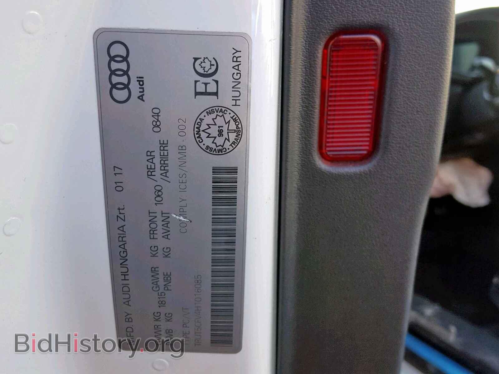 2017 AUDI TT - VIN: TRUT5CFV4H1016085 - Фото 10