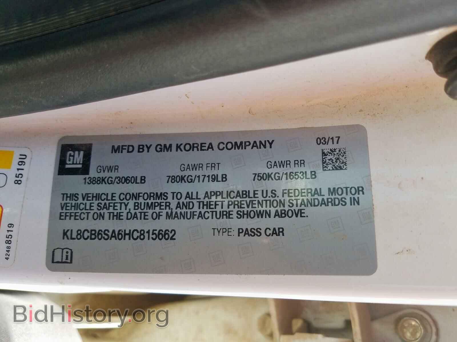 2017 CHEVROLET SPARK - VIN: KL8CB6SA6HC815662 - Фото 10