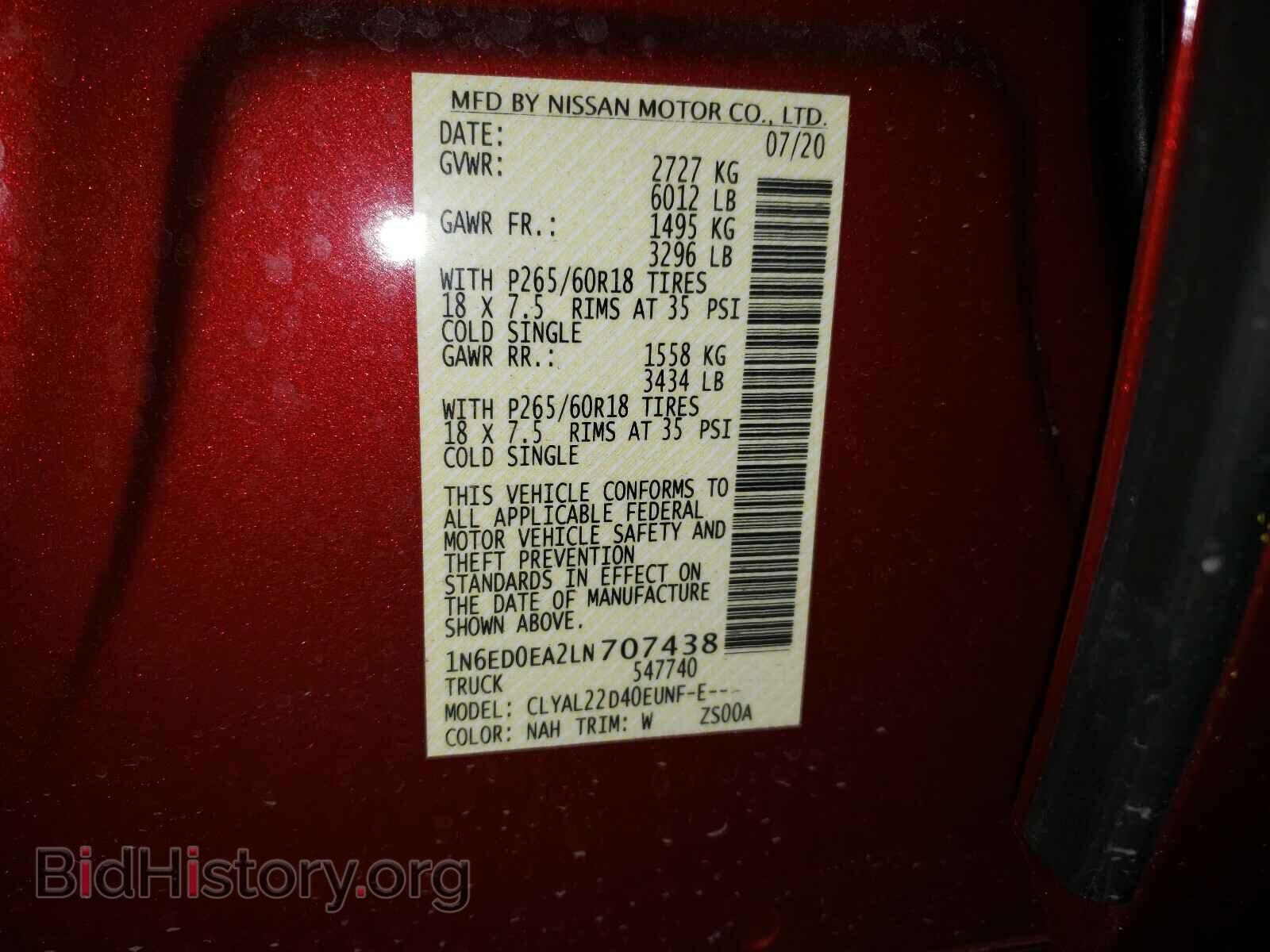 2020 NISSAN FRONTIER - VIN: 1N6ED0EA2LN707438 - Фото 10