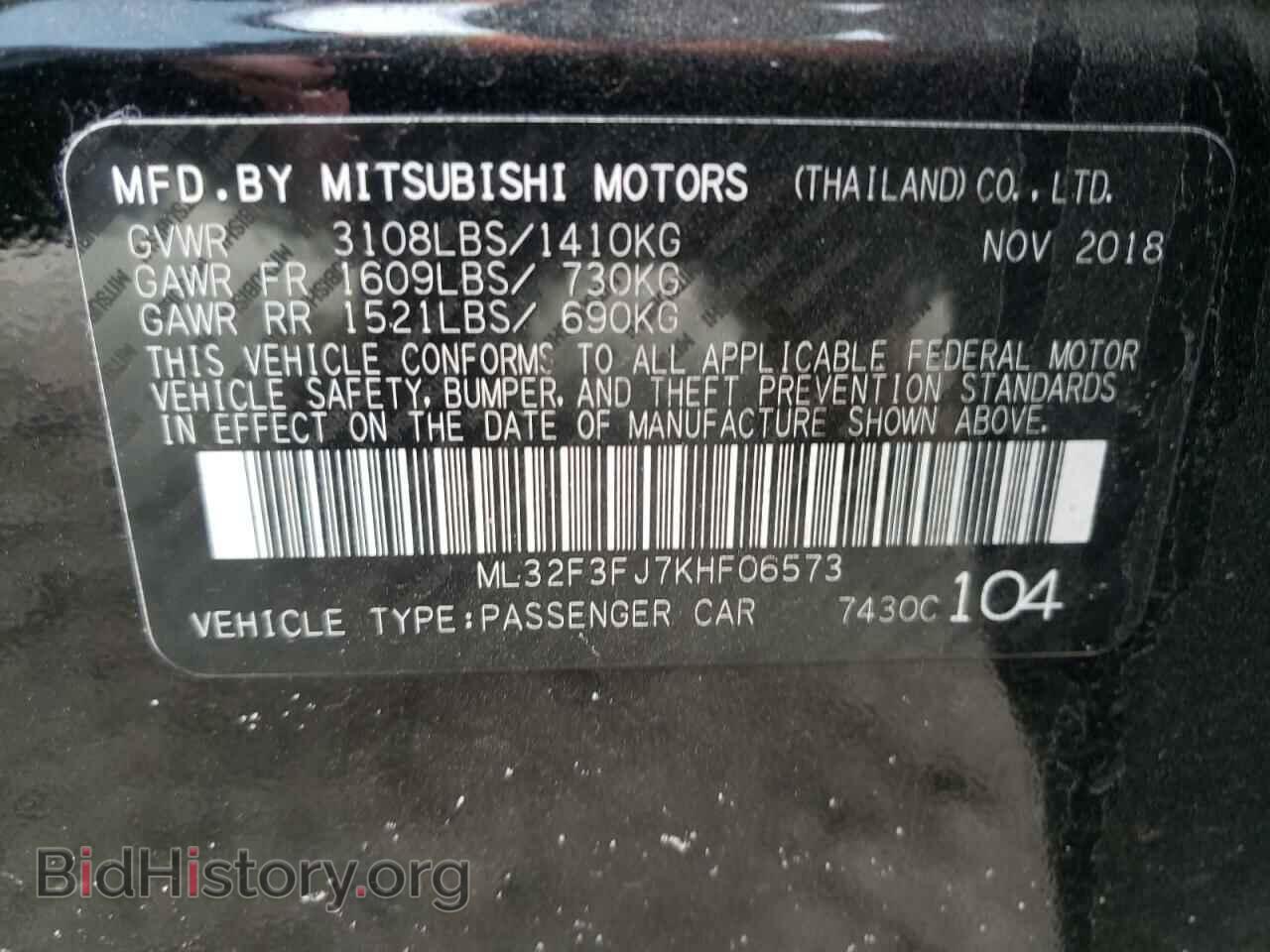 2019 MITSUBISHI MIRAGE - VIN: ML32F3FJ7KHF06573 - Фото 10