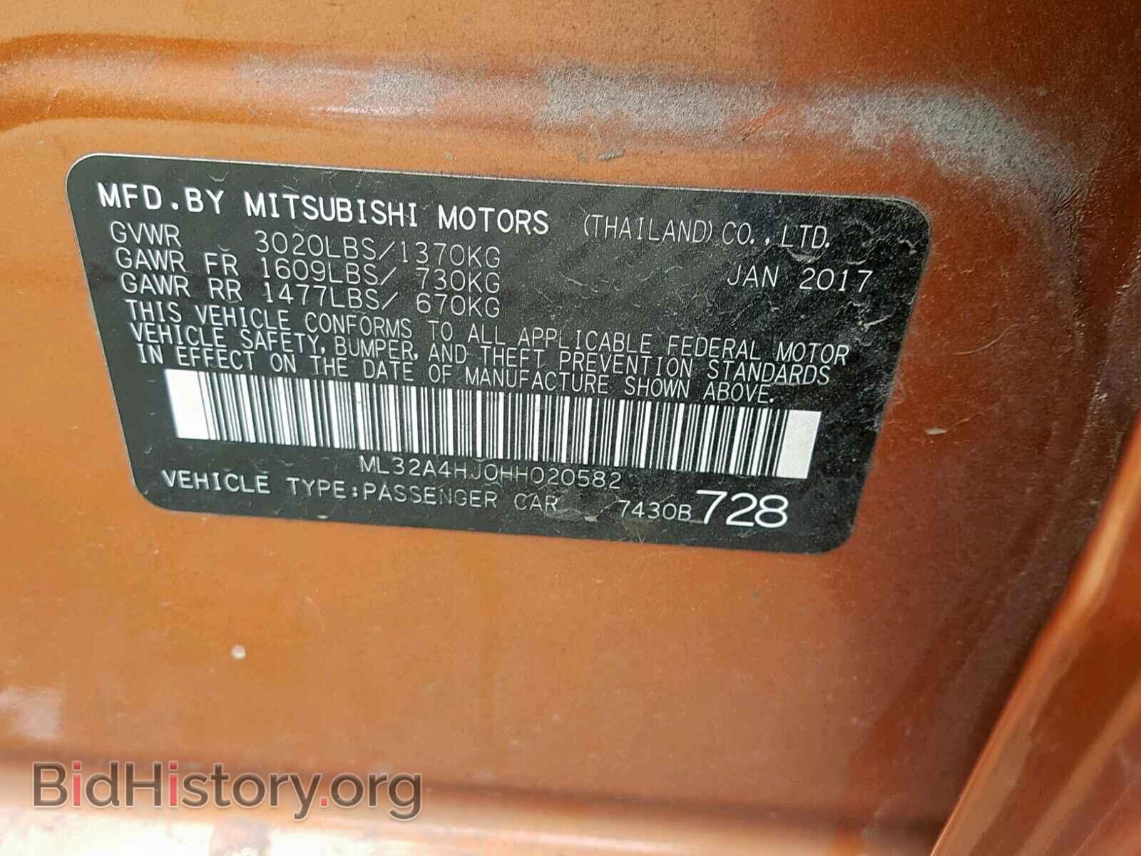 2017 MITSUBISHI MIRAGE - VIN: ML32A4HJ0HH020582 - Фото 10