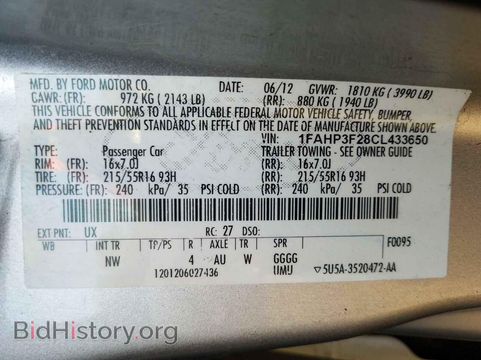 2012 FORD FOCUS - VIN: 1FAHP3F28CL433650 - Фото 10