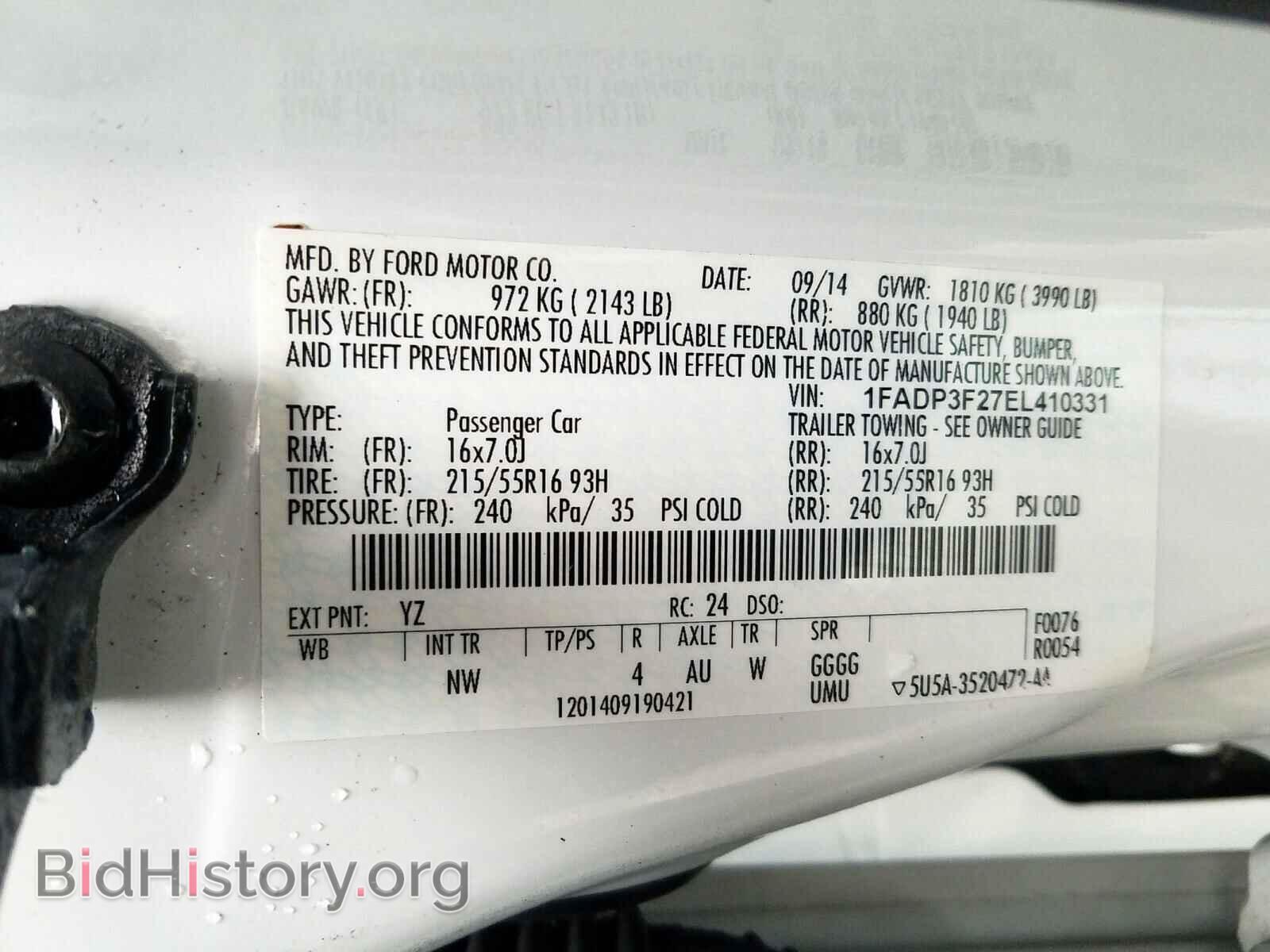 2014 FORD FOCUS - VIN: 1FADP3F27EL410331 - Фото 10
