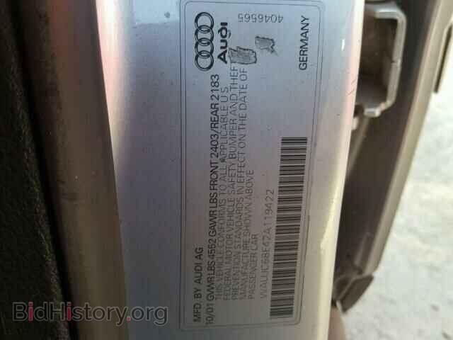 2002 AUDI A4 - VIN: WAUJC68E42A119422 - Фото 9
