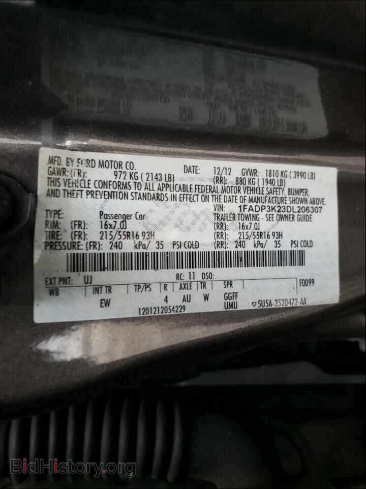 2013 FORD FOCUS - VIN: 1FADP3K23DL206307 - Фото 10