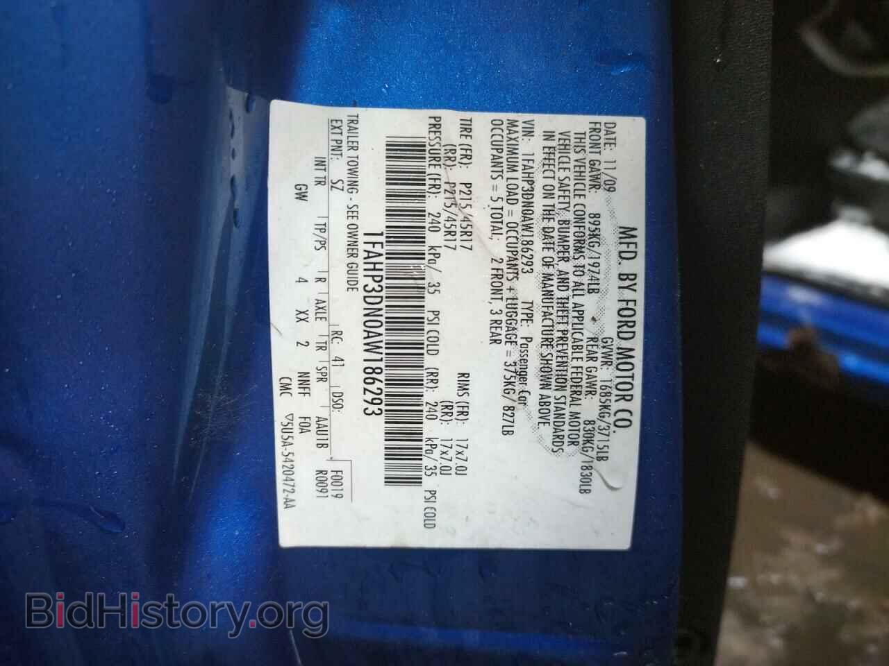 2010 FORD FOCUS - VIN: 1FAHP3DN0AW186293 - Фото 10