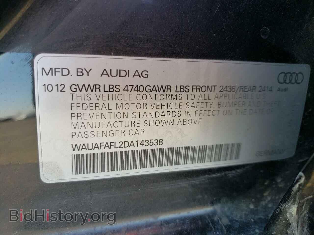 2013 AUDI A4 - VIN: WAUAFAFL2DA143538 - Фото 10