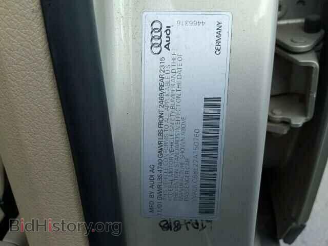 2002 AUDI A4 - VIN: WAULC68E22A150760 - Фото 10