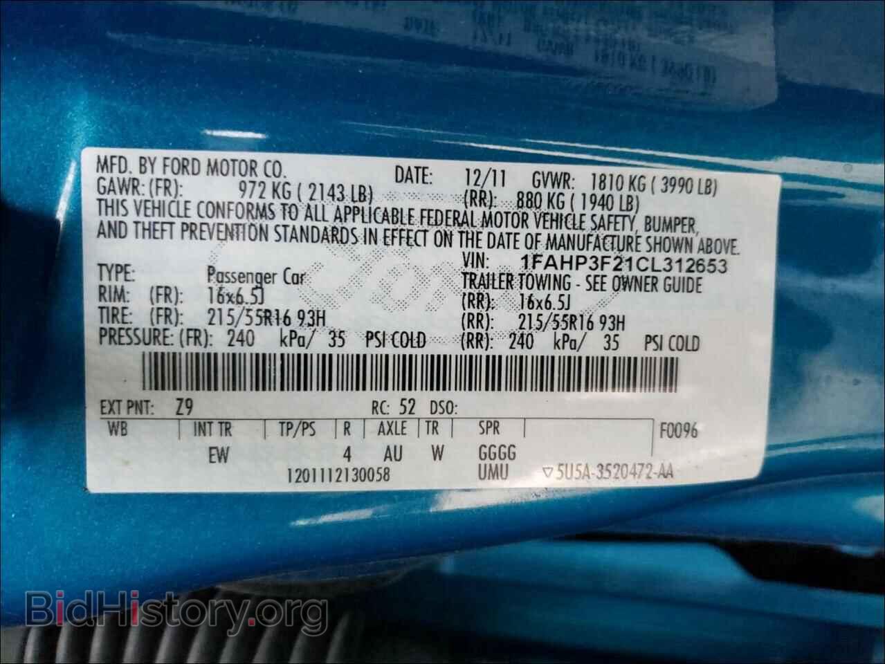 2012 FORD FOCUS - VIN: 1FAHP3F21CL312653 - Photo 10