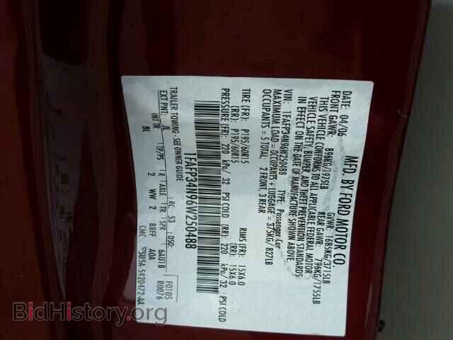 2006 FORD FOCUS - VIN: 1FAFP34N96W250488 - Фото 10