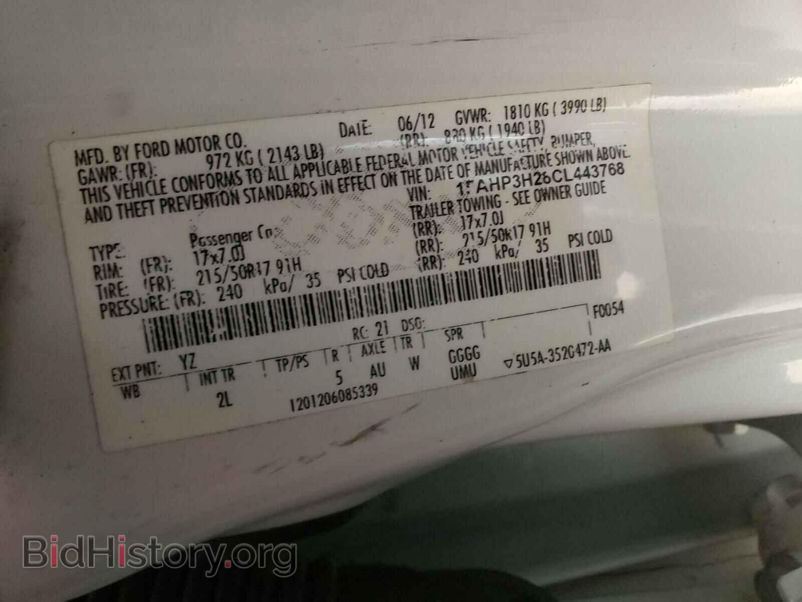 2012 FORD FOCUS - VIN: 1FAHP3H28CL443768 - Фото 10