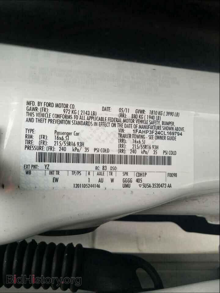 2012 FORD FOCUS - VIN: 1FAHP3F24CL169794 - Фото 10