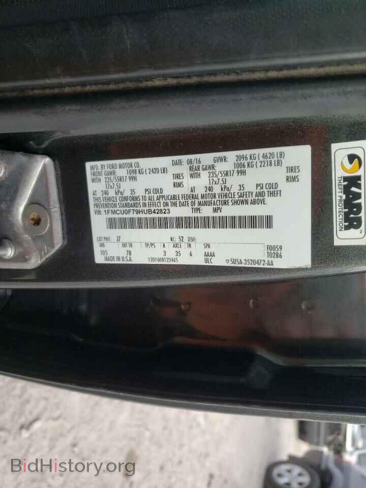 2017 FORD ESCAPE - VIN: 1FMCU0F79HUB42823 - Фото 10