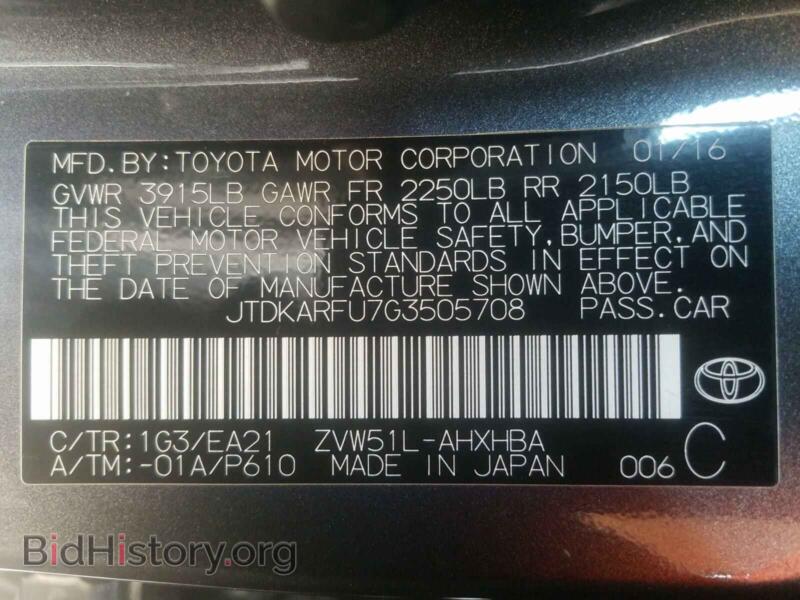 2016 Toyota PRIUS (VIN JTDKARFU7G3505708) — фото 10 из 10