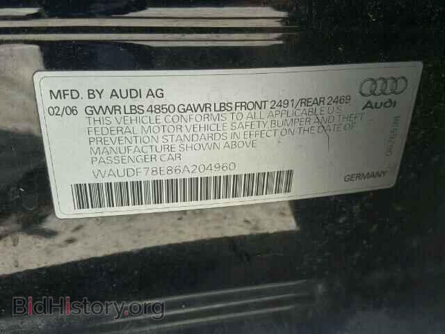 2006 AUDI A4 - VIN: WAUDF78E86A204960 - Фото 10