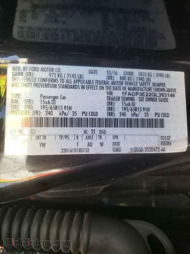 2016 FORD FOCUS - VIN: 1FADP3E22GL393149 - Фото 10