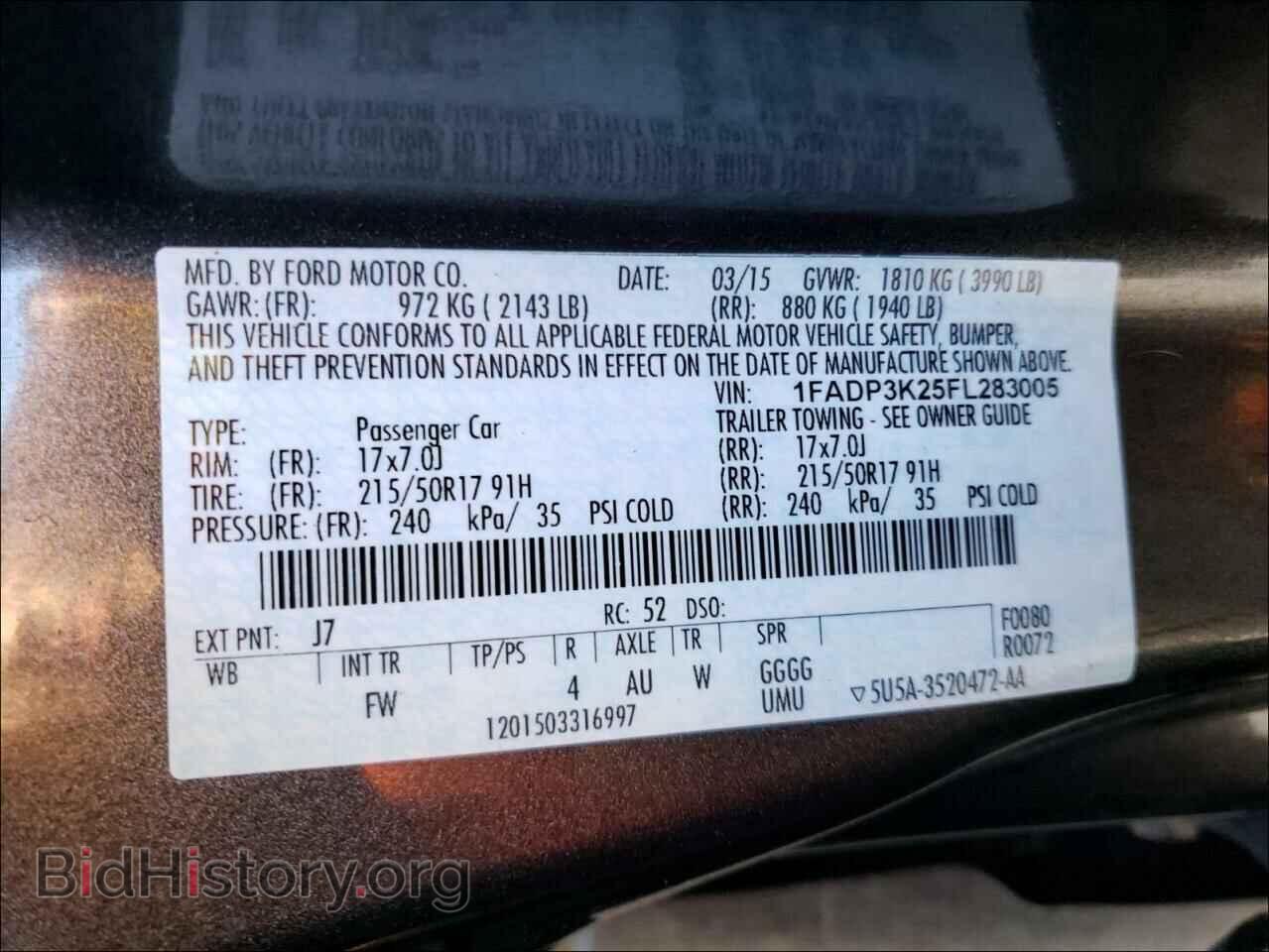2015 FORD FOCUS - VIN: 1FADP3K25FL283005 - Фото 10