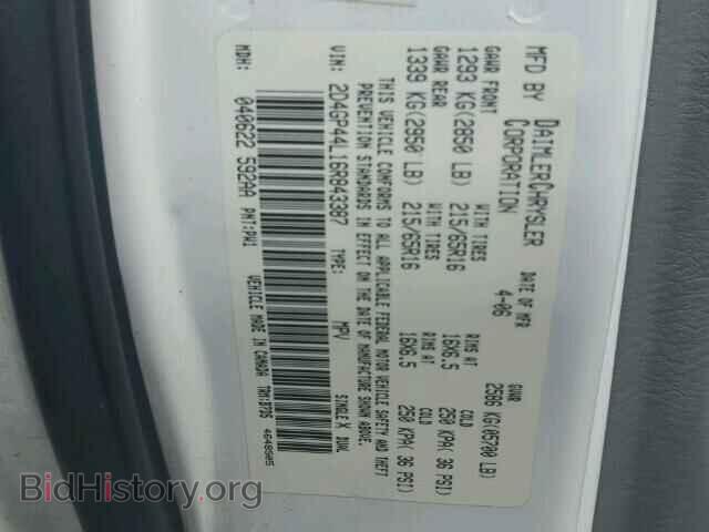 2006 DODGE CARAVAN - VIN: 2D4GP44L16R843387 - Фото 10