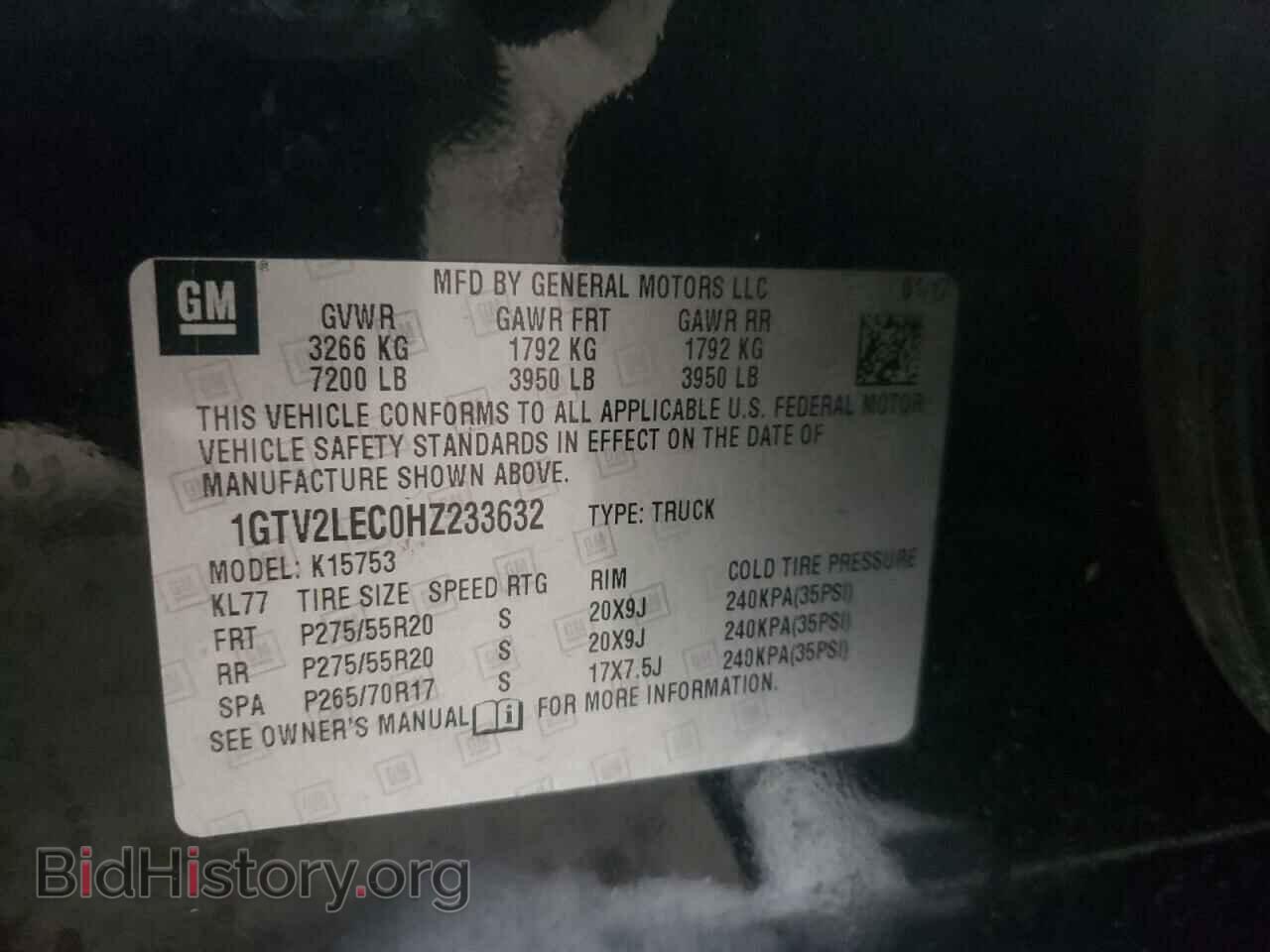 2017 GMC SIERRA - VIN: 1GTV2LEC0HZ233632 - Фото 10