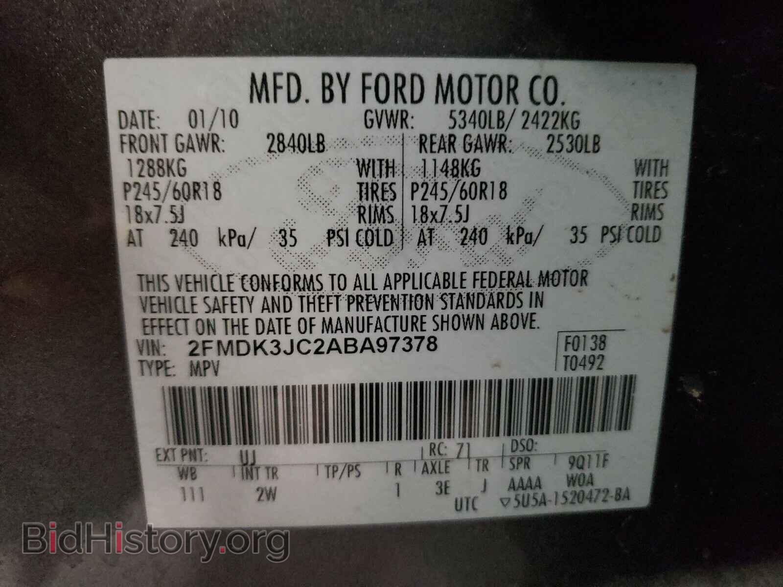 2010 FORD EDGE - VIN: 2FMDK3JC2ABA97378 - Photo 10
