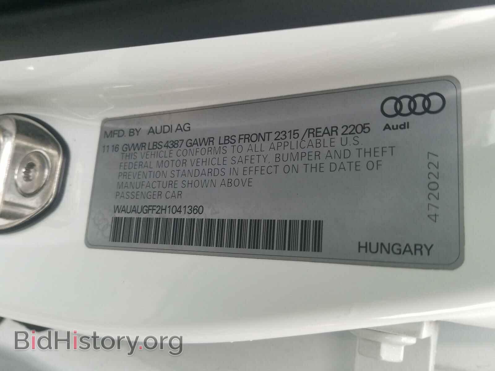 2017 AUDI A3 - VIN: WAUAUGFF2H1041360 - Фото 10