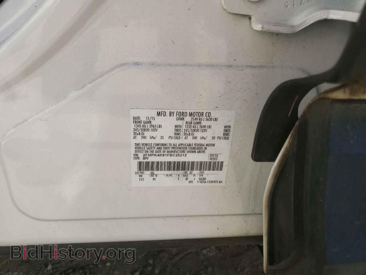 2015 FORD EDGE - VIN: 2FMPK4K81FBC25212 - Photo 10