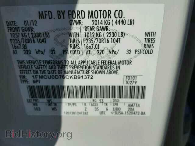 2012 FORD ESCAPE - VIN: 1FMCU0D76CKB91372 - Фото 10