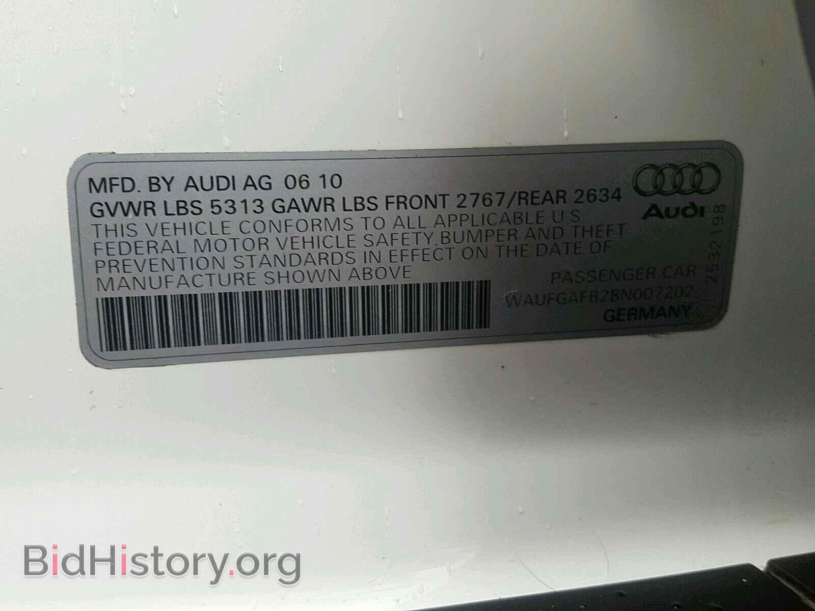 2011 AUDI A6 - VIN: WAUFGAFB2BN007202 - Фото 10