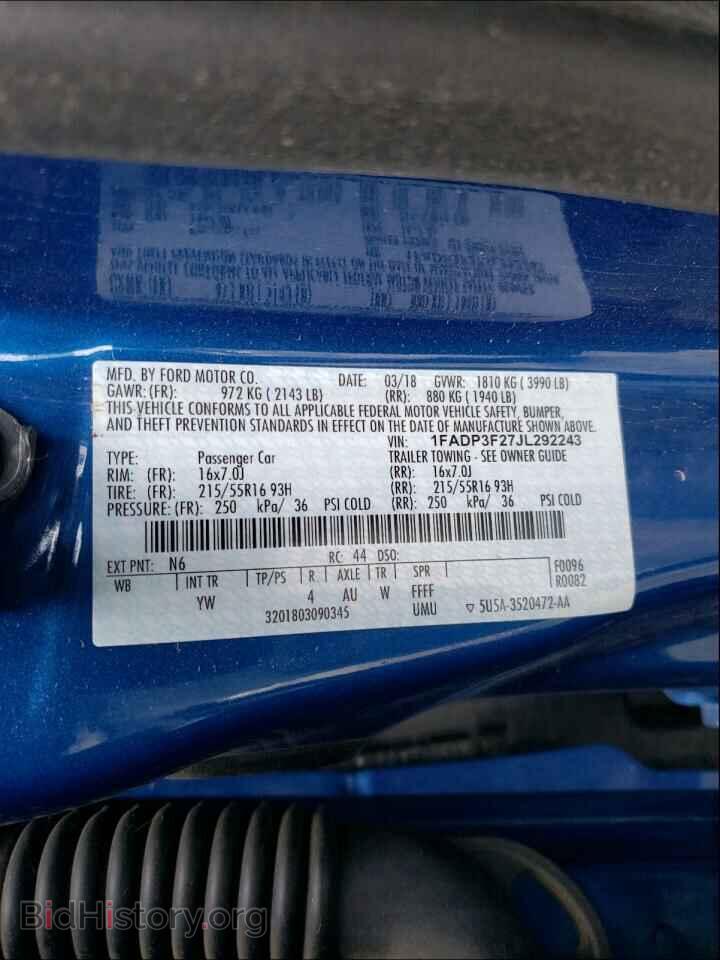 2018 FORD FOCUS - VIN: 1FADP3F27JL292243 - Фото 10