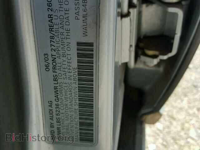 2004 AUDI A6 - VIN: WAUML64B64N006978 - Фото 10