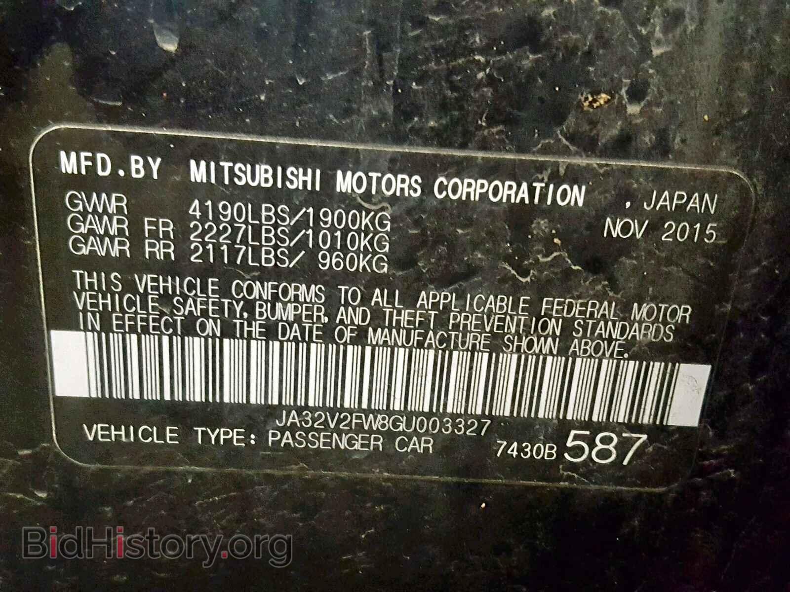 2016 MITSUBISHI LANCER - VIN: JA32V2FW8GU003327 - Фото 10