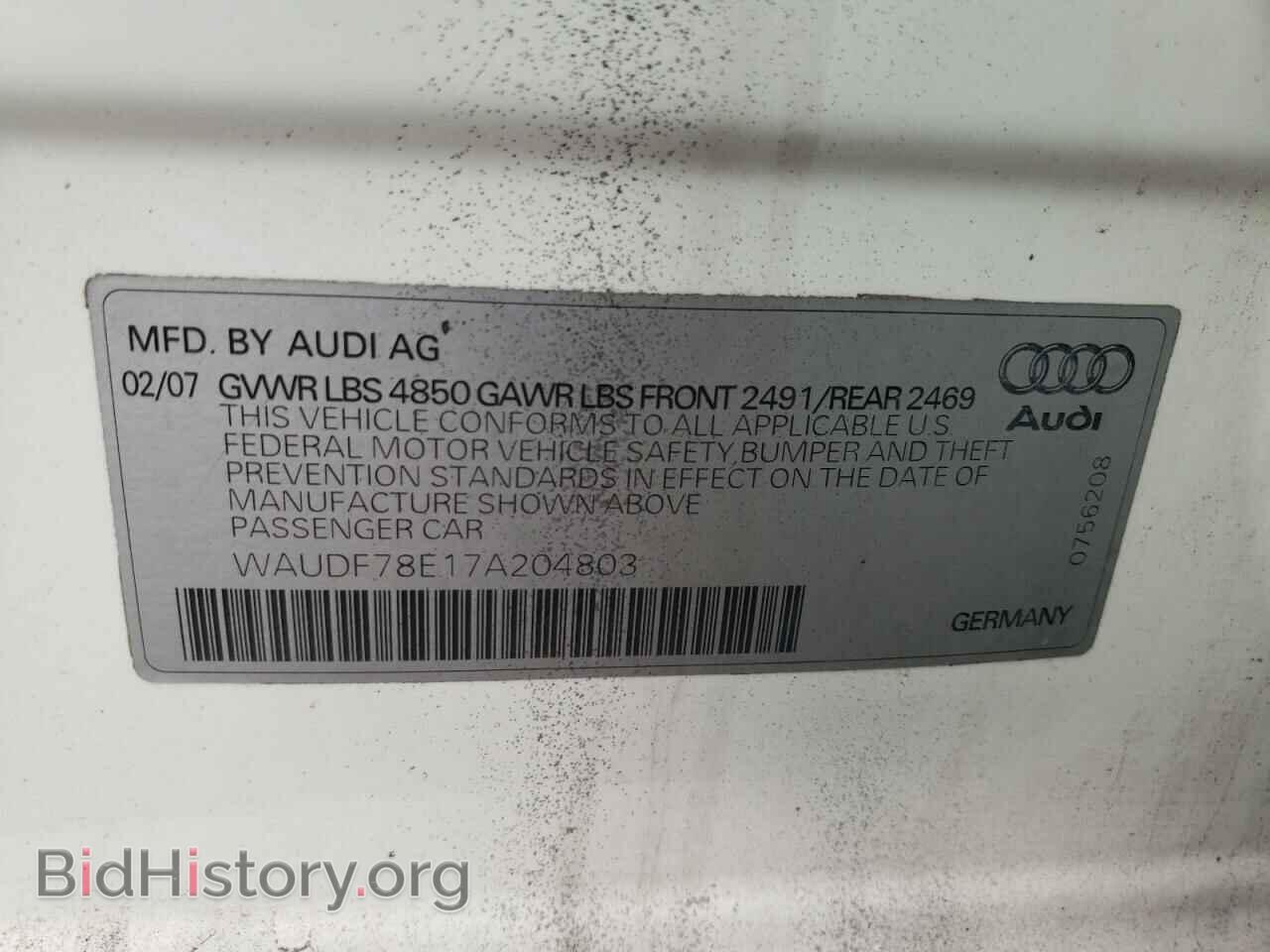 2007 AUDI A4 - VIN: WAUDF78E17A204803 - Фото 10