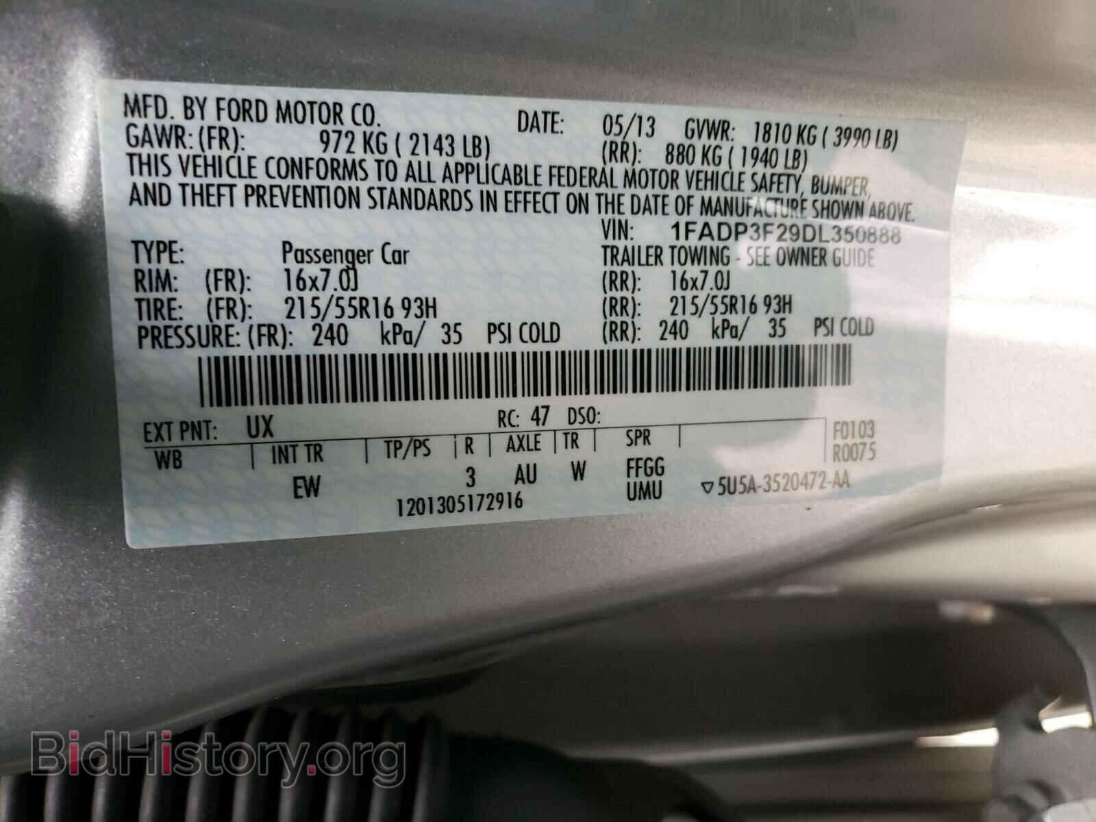 2013 FORD FOCUS - VIN: 1FADP3F29DL350888 - Фото 10