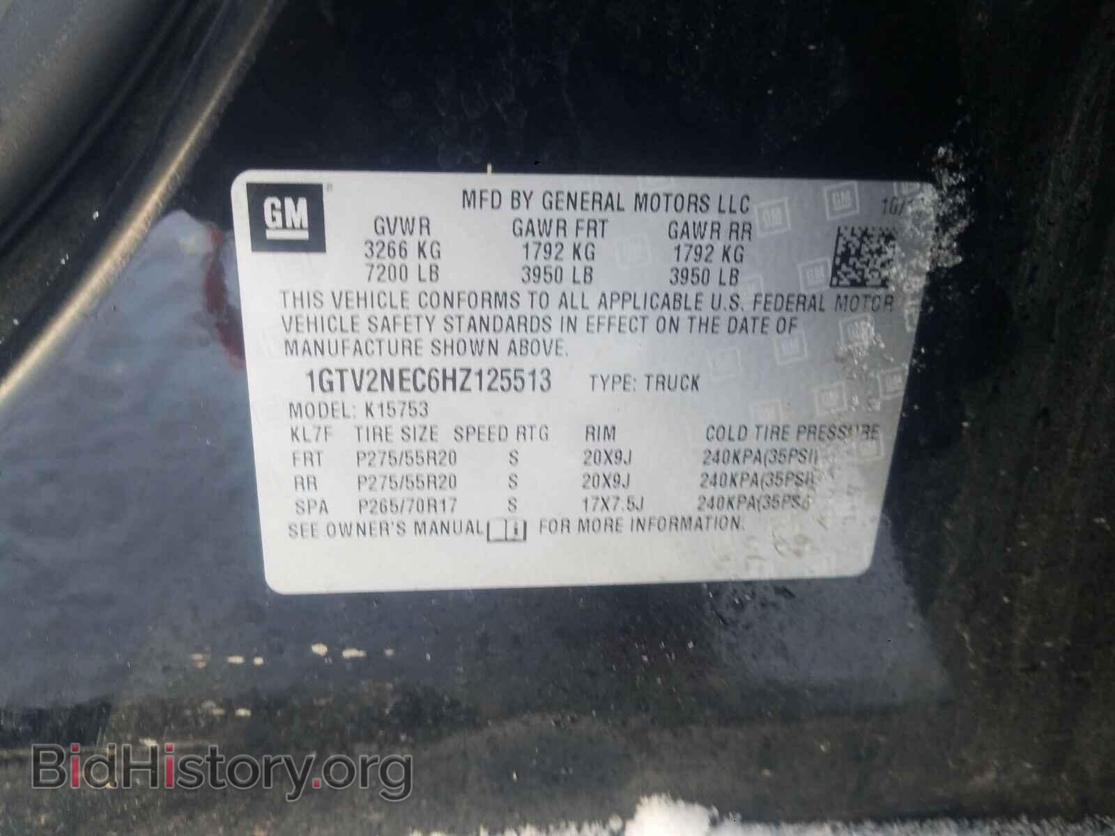 2017 GMC SIERRA - VIN: 1GTV2NEC6HZ125513 - Фото 10