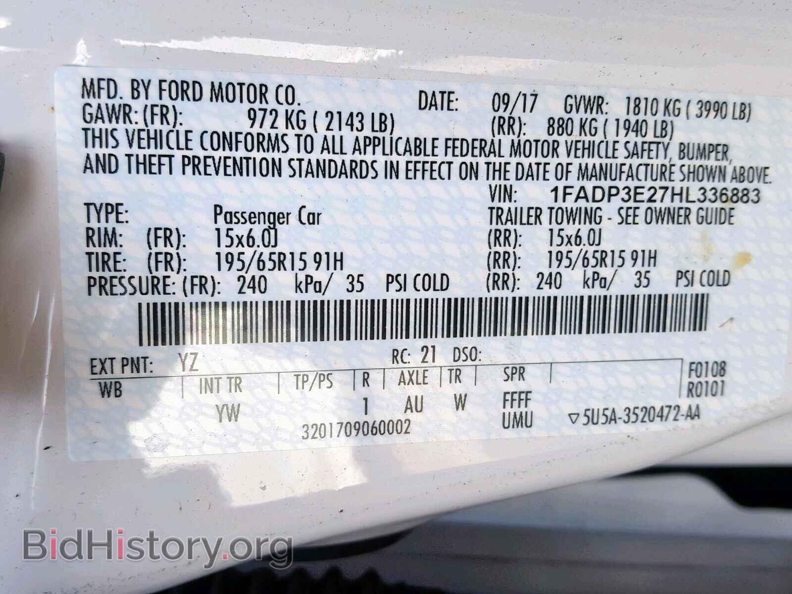 2017 FORD FOCUS - VIN: 1FADP3E27HL336883 - Фото 10