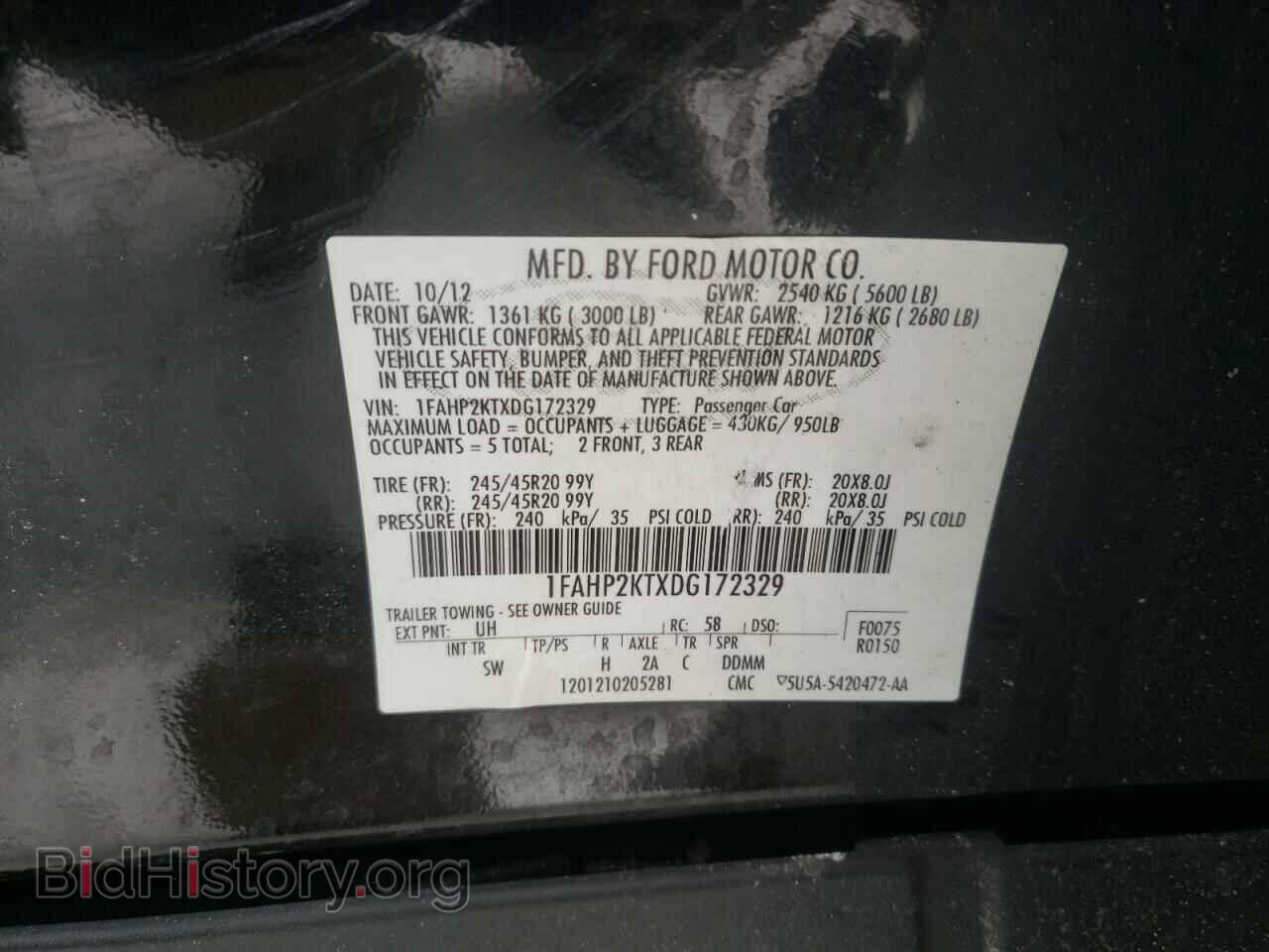 2013 FORD TAURUS - VIN: 1FAHP2KTXDG172329 - Фото 10