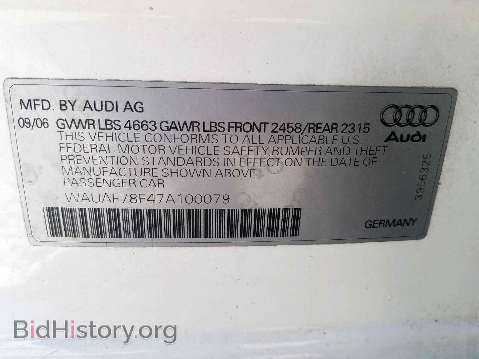 2007 AUDI A4 - VIN: WAUAF78E47A100079 - Фото 10